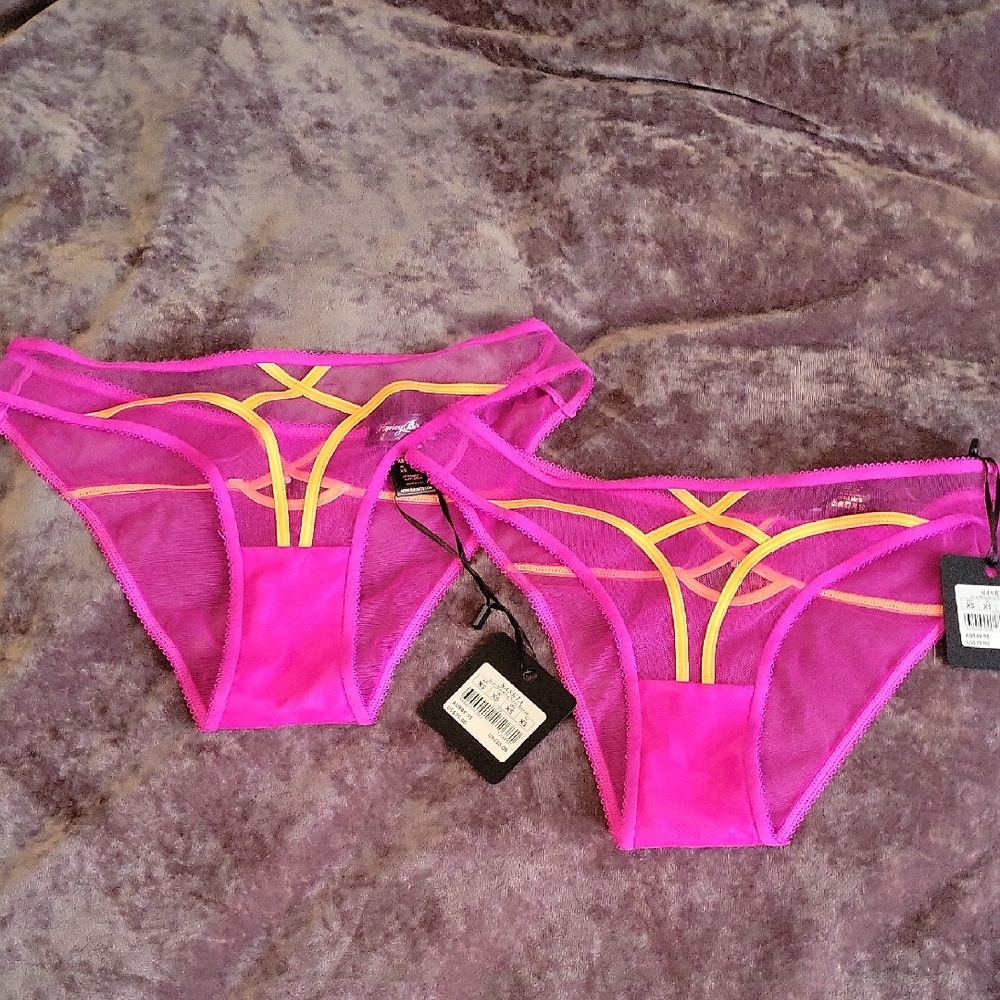 Honey Birdette Saskia Magenta Panties. Set Of 2.